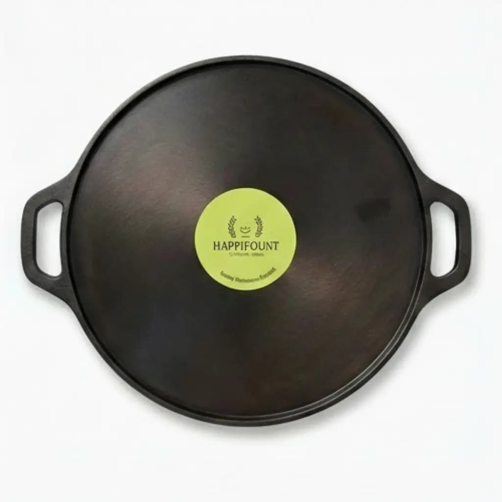 Premium 13 Inch Cast Iron Dosa Tawa – Pre-Seasoned | Double handle|Heavy Duty Cast Iron Dosa Pan | Happifount Kitchenware (சிறந்த தோசைக்கல் - Best Dosa Tawa )