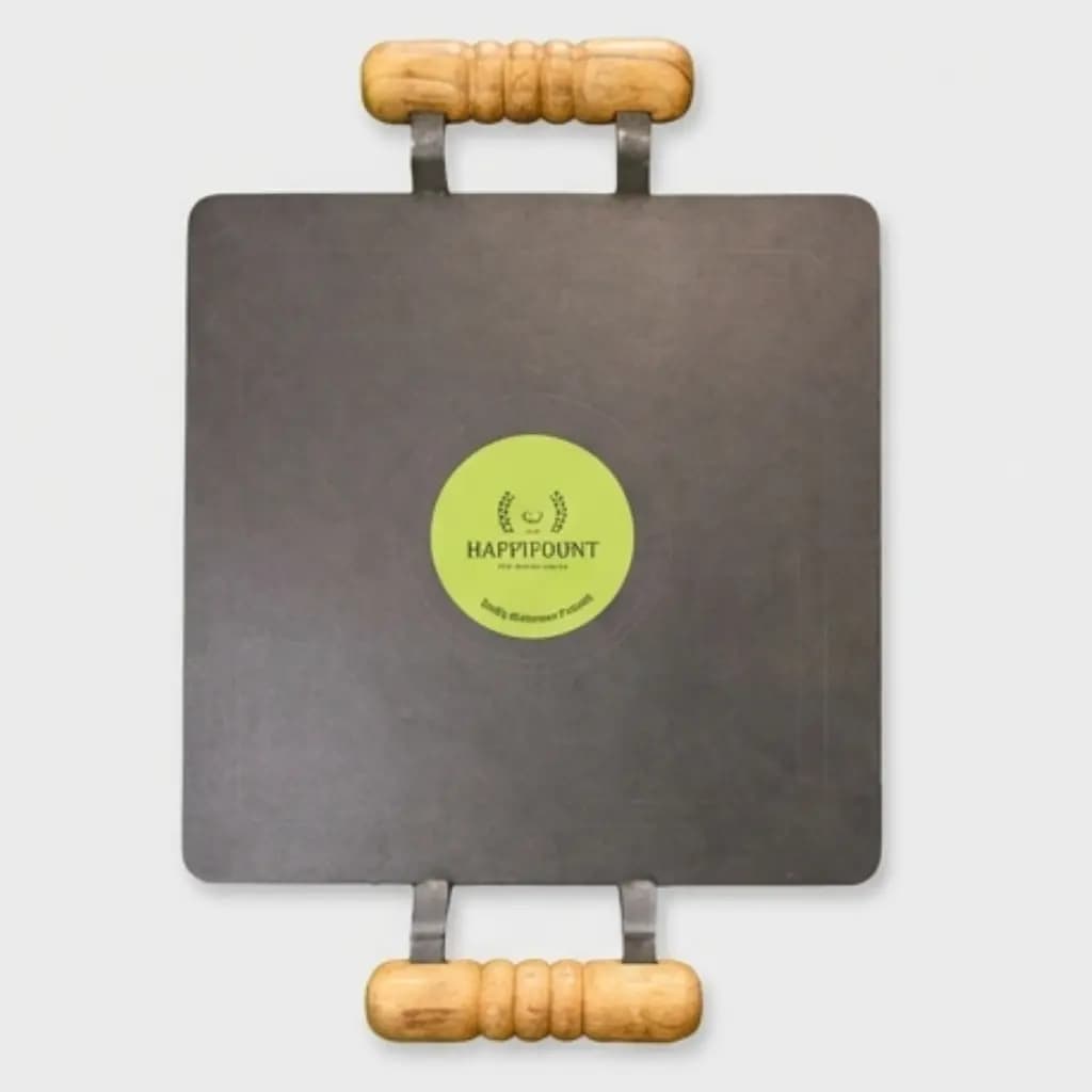 Wooden handle Dosa Tawa - 12 inch square - Heavy Duty Iron Dosa Pan | Happifount Kitchenware (சிறந்த தோசைக்கல் - Best Dosa Tawa )